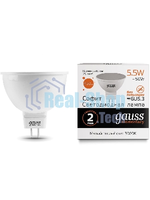Лампа cветодиодная Gauss LED Elementary 13516MR16 GU5.3 5.5W 2700К1/10/100