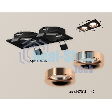 Комплект встраиваемого светильника Ambrella light XC7636006 SBK/PPG черный песок/золото розовое полированное MR16 GU5.3 (C7636, N7015)