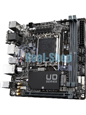 Материнская плата Gigabyte H610I DDR4, LGA 1700, Intel H610, 2xDDR4, 4xSATA, 1xM.2, 1xPCIe 4.0 x16, 1xHDMI, 1xVGA, 2xDP, 1x 1Gb LAN, 2xUSB-A 3.2 Gen 1, 4xUSB-A 2.0, 3x 3.5 мм, 7.1, Mini-ITX