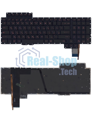 Клавиатура для ноутбука Asus ROG G752 G752VL G752VS черная без рамки, красная подсветка