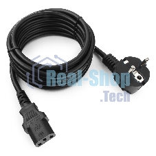Кабель питания Cablexpert PC-186-1.5-3M, Schuko-C13, 3x1.5мм2, 10A, с заземлением, медь, 3м, черный, пакет