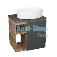 Тумба Bau Dream Blackwood 60 правая, графит, раковина BAU Nimb 50х36
