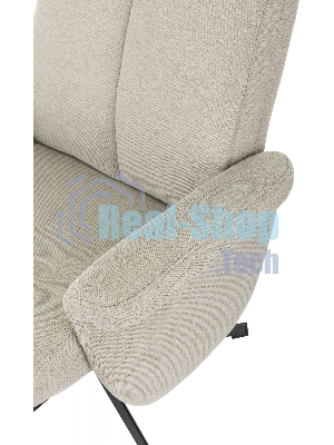 Кресло для дома Бюрократ Baron с пуфом бежевый, металл черный крестов. (_BARON/BEIGE)