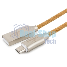Кабель USB2.0 Cablexpert CC-P-mUSB02Gd-1.8M, AM/microB, серия Platinum, длина 1.8м, золотой, блистер
