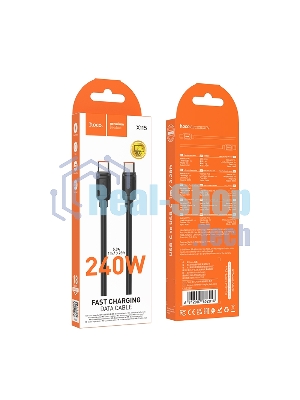 Кабель USB2.0 Hoco Type-C/Type-C, 5A, 240Вт, X115, 1м, черный, коробка