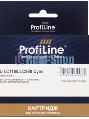 Картридж струйный ProfiLine ProfiLine для принтеров Brother PL-LC1100/LC980C DCP -145C/165C/195С/375CW MFC-250C/290C/DCP-6690CW Cyan водн