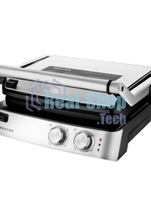 Гриль-пресс электрический BRAYER BR2007, 2000 Вт, съем.пласт 29x23 см, рег.расст,макс.темпер 240 С