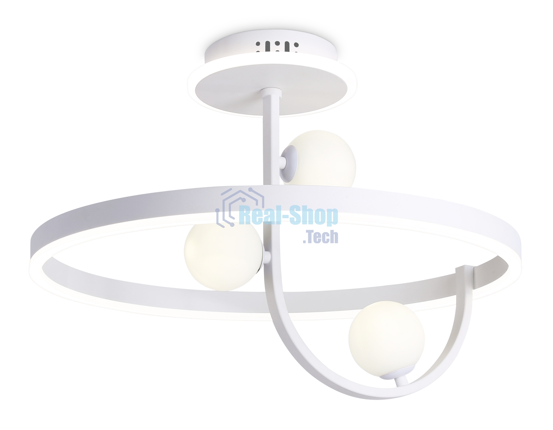 Потолочный светодиодный светильник Ambrella light FL66261/1+3 WH белый 56W 3000K-6400K+G9/3 D500*358 (ПДУ ИК)