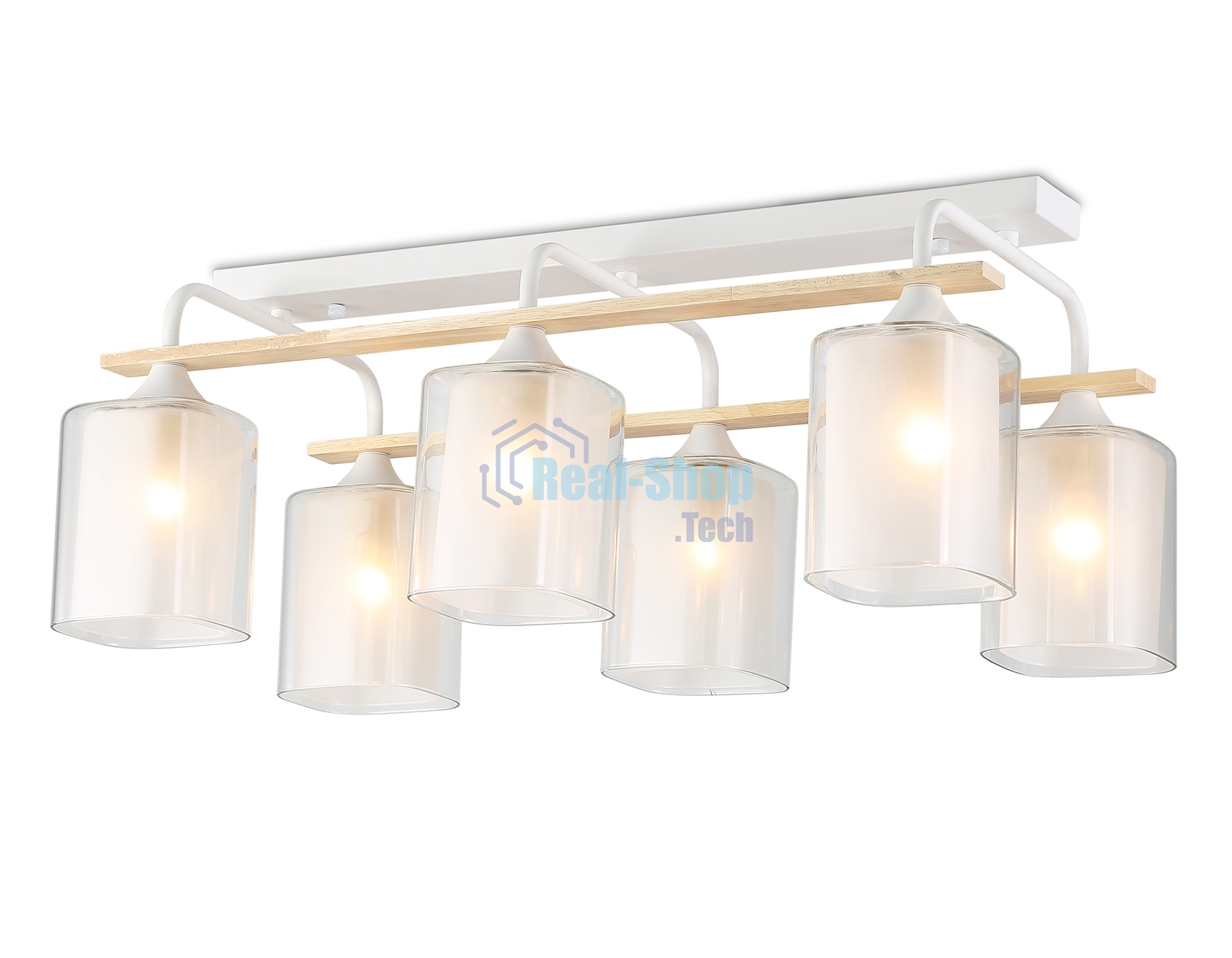 Светильник Ambrella light TR3033247/6 WH/WD белый/дерево E27/6 max 60W 580*340*245