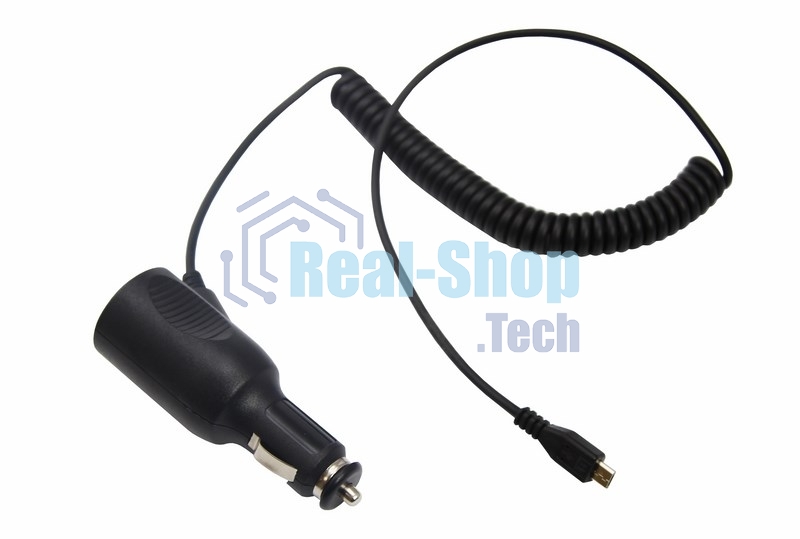 Автозарядка с индикатором Rexant microUSB (АЗУ) (5 V, 2000 mA) шнур спираль до 2 м