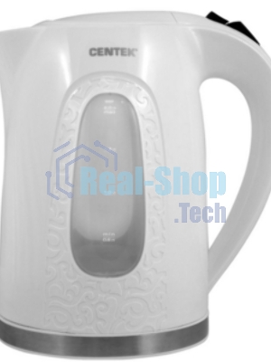 Электрочайник Centek CT-0041 белый, 2.0 л, 2200 Вт, скрытый нагревательный элемент