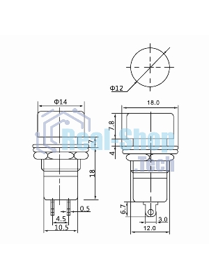Выключатель-кнопка Rexant 250V 1А (2с) ON-OFF красный