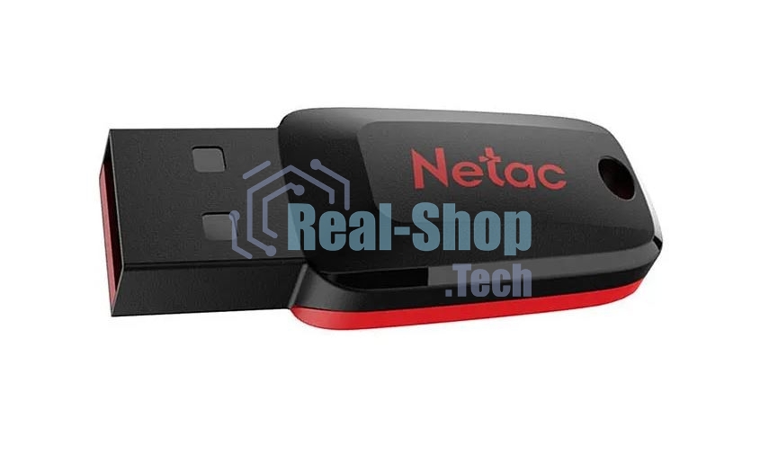 Флешка USB Netac U197 (NT03U197N-008G-20BK), 8Gb, USB 2.0, R/W 25/10, черный/красный