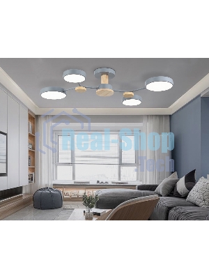 Светильник Ambrella light FL4859/4 GR/WD серый/дерево 60W 3000-6000K 700*400*120 (без ПДУ)
