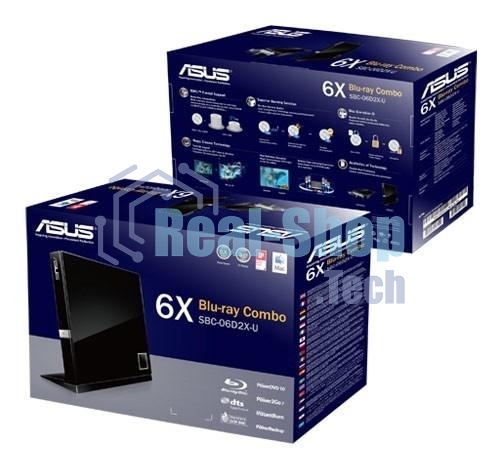 Оптический привод Blu-Ray Asus SBC-06D2X-U/BLK/G/AS черный USB slim внешний RTL