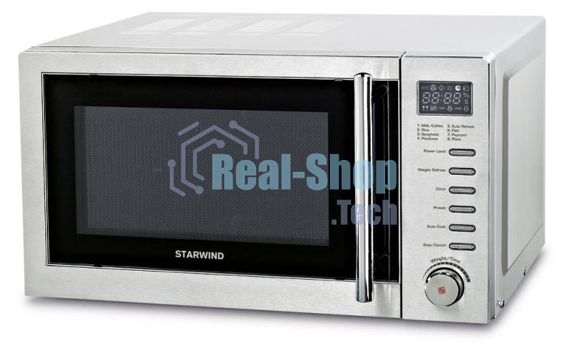 Микроволновая печь Starwind SMW5220 серебристый, 20 л, 700 Вт, переключатели - кнопки, поворотный механизм