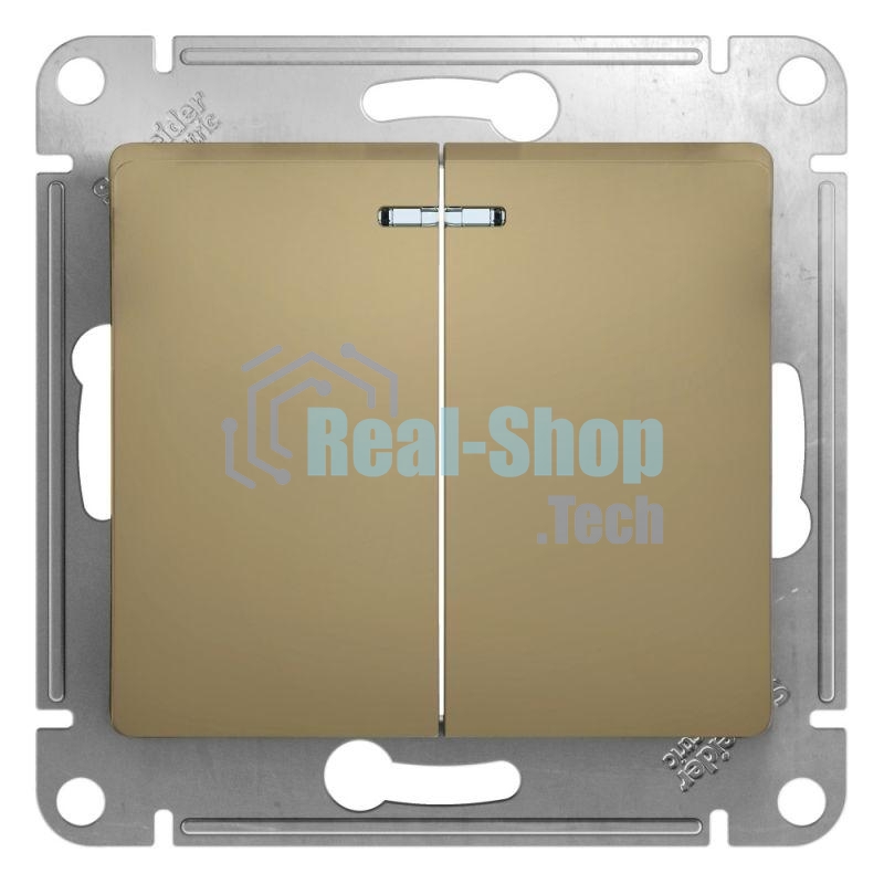 Механизм выключателя 2-кл. СП Glossa 10А IP20 10AX с подсветкой титан SchE GSL000453