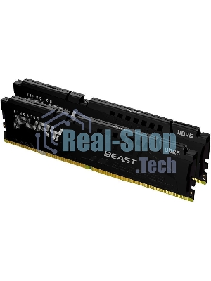 Оперативная память Kingston Fury Beast, DDR5, 32GB (2x16GB), 5600MHz, CL40, DIMM, с радиаторами, черный