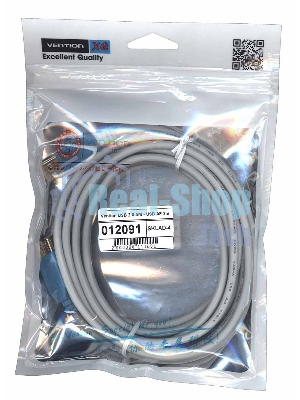 Кабель Vention USB 2.0 AM - USB AF 3 м серый круглый