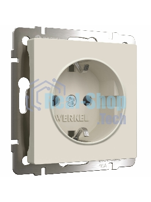 Розетка с заземлением и шторками (айвори матовый)