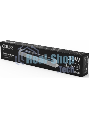 Блок питания для светодиодной ленты пылевлагозащищенный GAUSS 30W 12V IP67