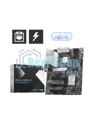 Материнская плата MSI PRO B860-P, LGA 1851, Intel B860, 4xDDR5, 4xSATA, 3xM.2, 1xPCIe 5.0 x16, 1xPCIe 4.0 x4, 2xPCIe 4.0 x1, 1xHDMI, 1xDP, 1xUSB-C, 1x 5Gb LAN, 2xUSB-A 3.2 Gen 2, 2xUSB-A 3.2 Gen 1, 4xUSB-A 2.0, 3x3.5 мм, 7.1, ATX