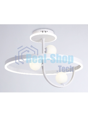 Потолочный светодиодный светильник Ambrella light FL66261/1+3 WH белый 56W 3000K-6400K+G9/3 D500*358 (ПДУ ИК)