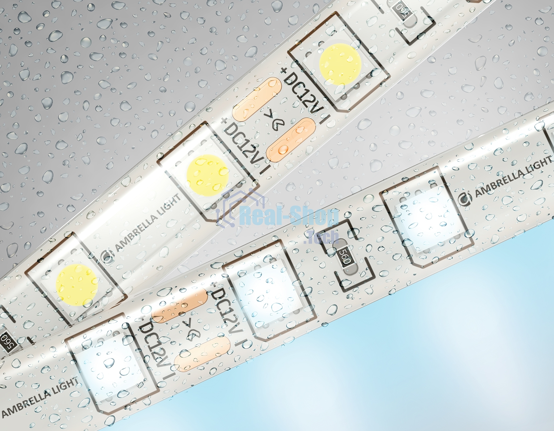 Светодиодная лента Ambrella light GS2103 5050 60Led/ 14.4W m/ 12V IP65 6500K/ 5000*10*2.87mm (2 конт.)