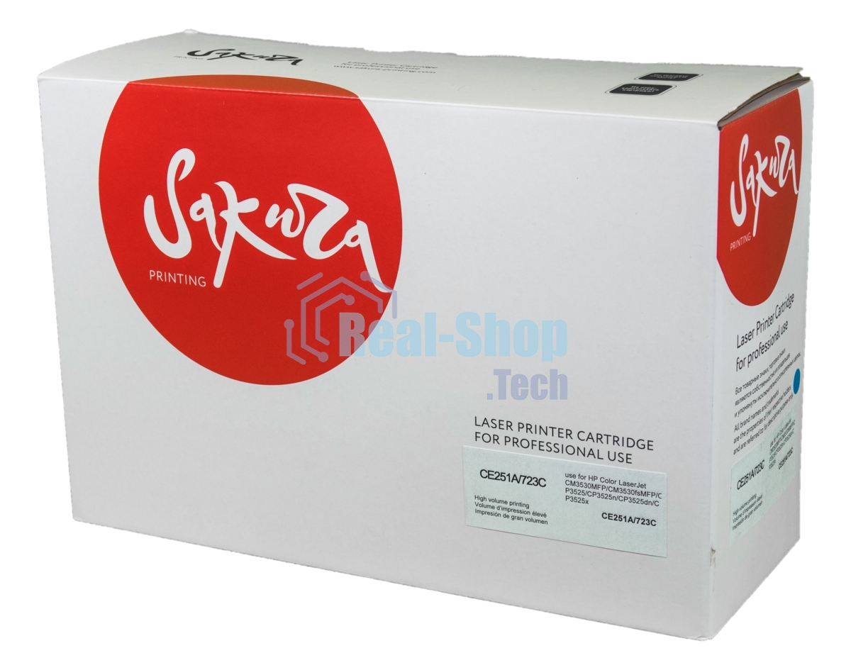 Картридж лазерный Sakura CE251A для HPColor LaserJet CM3530MFP/CM3530fsMFP/CP3525/CP3525n/CP3525dn/CP3525x, синий, 7000 к.
