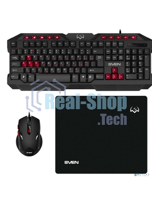 Комплект клавиатура + мышь SVEN GS-9200 игровые клавиатура, мышь и коврик