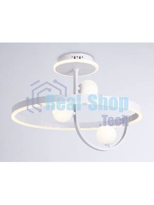 Потолочный светодиодный светильник Ambrella light FL66261/1+3 WH белый 56W 3000K-6400K+G9/3 D500*358 (ПДУ ИК)