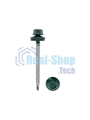 Саморез кровельный Kranz 4,8х50, окрашенный RAL 6005, короб (150 шт/уп)