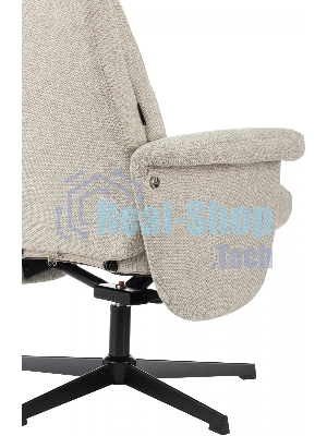 Кресло для дома Бюрократ Baron с пуфом бежевый, металл черный крестов. (_BARON/BEIGE)