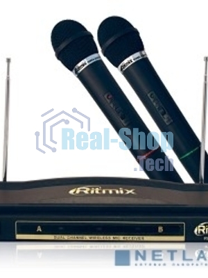 Микрофон радио Ritmix RWM-220 черный беспроводные 2 шт в комплекте