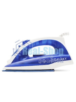 Утюг Galaxy Line GL 6121, синий, паровой, 1600 Вт, керамическое покрытие подошвы, указатель максимального уровня воды, индикатор нагрева, вертикальное отпаривание, паровой удар, функция увлажнения, защита от перегрева, резервуар для воды 470 мл, подача пара до 50 г/мин, паровой удар до 230 г/мин