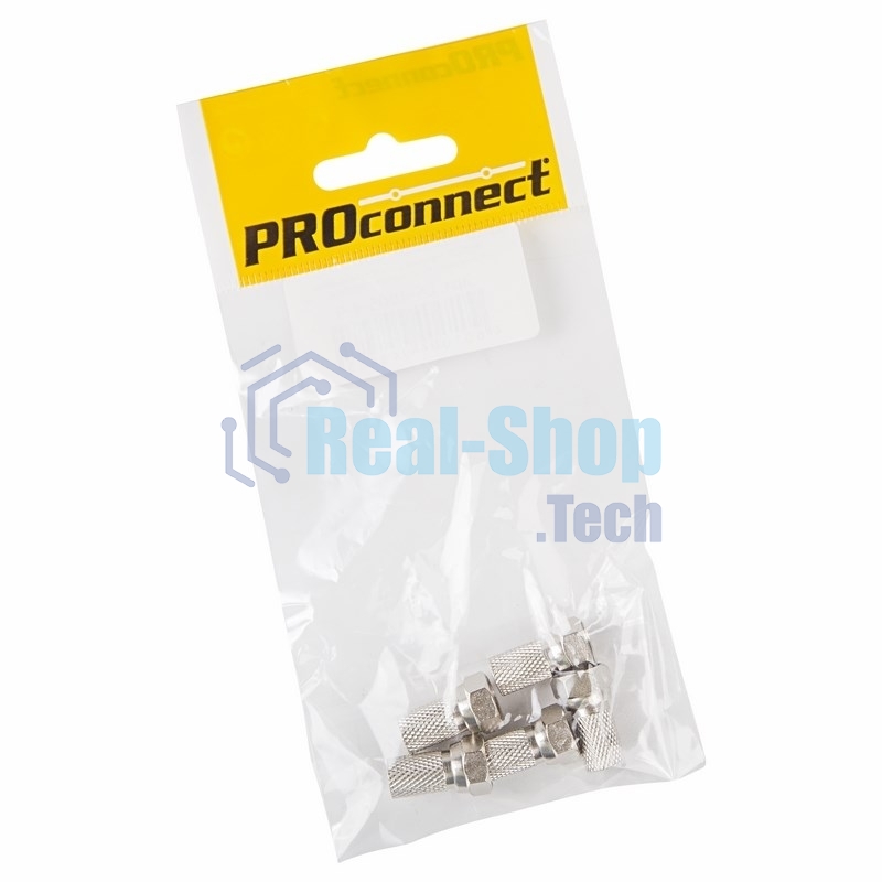 Разъем антенный на кабель PROconnect, штекер F для кабеля SAT (с резиновым уплотнителем), (5шт.) (пакет)