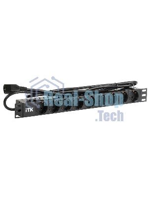 Блок ITK PDU 9 розеток DIN49440 (нем. cтанд.) 1U, шнур 2м вилка DIN49441 (нем. станд.), профиль из ПВХ, черный