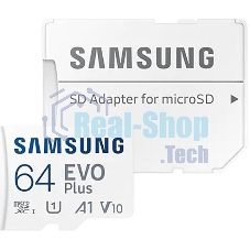 Флеш карта microSDXC 64GB Samsung EVO Plus Memory Card Samsung UHS-I U1 Class 10, Adapter, 130 MB/s, 10000 циклов, - 25°C to 85°C, RTL Samsung MB-MC64KA