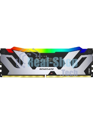 Оперативная память Kingston Fury Renegade, DDR5, 32GB (2x16GB), 6400MHz, CL32, DIMM, с радиатором, RGB, серебристый/черный