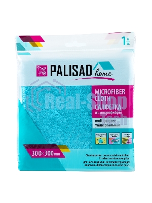 Салфетка универс. Home Palisad из микрофибры 300x300 мм, голубая