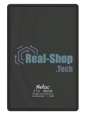 Внешний SSD Netac Z7S, 480 Gb, USB 3.2 Gen 2 Type-C, R/W 550/480, черный