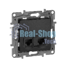 Розетка компьютерная 2-ая RJ45, кат.5е UTP 672655 Legrand Etika Антрацит