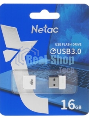 Флешка USB Netac U116 mini (NT03U116N-016G-32WH), 16Gb, USB 3.2, R/W 90/30, белый