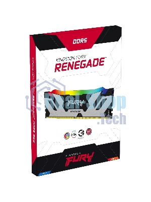 Оперативная память Kingston Fury Renegade, DDR5, 32GB (2x16GB), 6400MHz, CL32, DIMM, с радиатором, RGB, серебристый/черный
