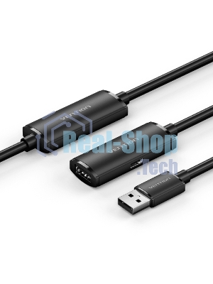 Активный кабель-удлинитель Vention USB 2.0 AM/AF с усилителем - 15м Черный