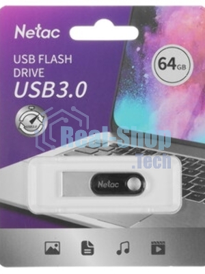 Флешка USB Netac U278 (NT03U278N-064G-32PN), 64Gb, USB 3.0, R/W 90/45, серебристый/черный