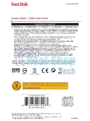 Флешка USB Sandisk 64Gb Cruzer Glide SDCZ60-064G-B35 USB 2.0 черный/красный
