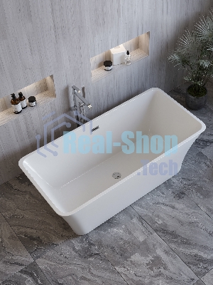 Ванна отдельностоящая акриловая BAU Pure 1600x750 белая, в комплекте со сливом-переливом