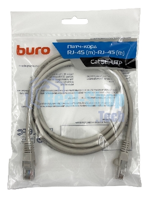 Патч-корд Buro UTP cat.5e 2м серый RJ-45 (m)-RJ-45 (m)