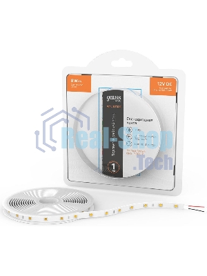 Лента светодиодная Basic Gauss 12V 8W/m 900lm/m 3000K IP20 LED 3m 1/100
